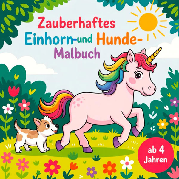 Einhorn- und Hunde- Ausmalbuch